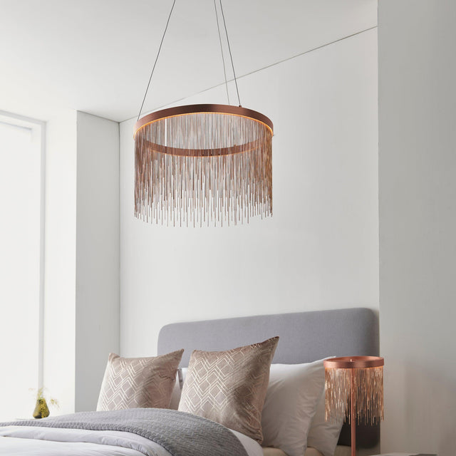 Endon Lighting - 92178 - Endon Lighting 92178 Zelma Indoor Pendant Light Brushed copper plate & copper Non-dimmable