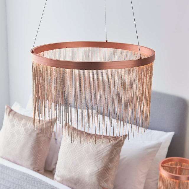 Endon Lighting - 92178 - Endon Lighting 92178 Zelma Indoor Pendant Light Brushed copper plate & copper Non-dimmable