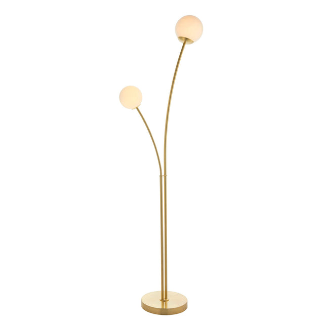 Endon Lighting - 92219 - Endon Lighting 92219 Bloom Indoor Floor Lamps Satin brass plate & opal glass Non-dimmable