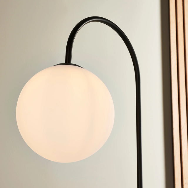 Endon Lighting - 92424 - Endon Lighting 92424 Halo 1lt Floor Indoor light fitting Satin black paint & matt opal glass