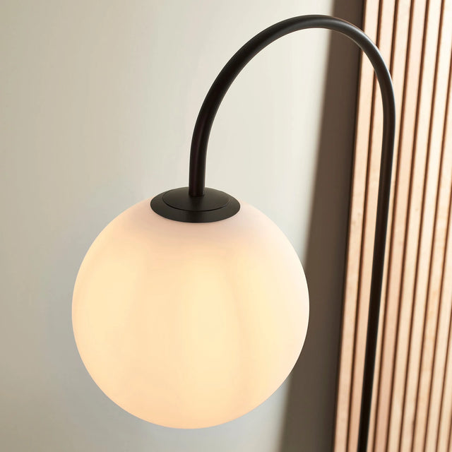 Endon Lighting - 92424 - Endon Lighting 92424 Halo 1lt Floor Indoor light fitting Satin black paint & matt opal glass