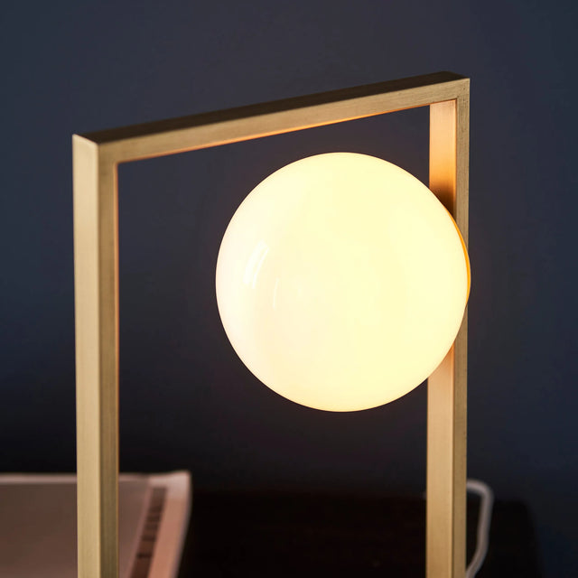 Endon Lighting - 92493 - Endon Lighting 92493 Teo 1lt Table Indoor light fitting Brushed gold finish & gloss opal glass