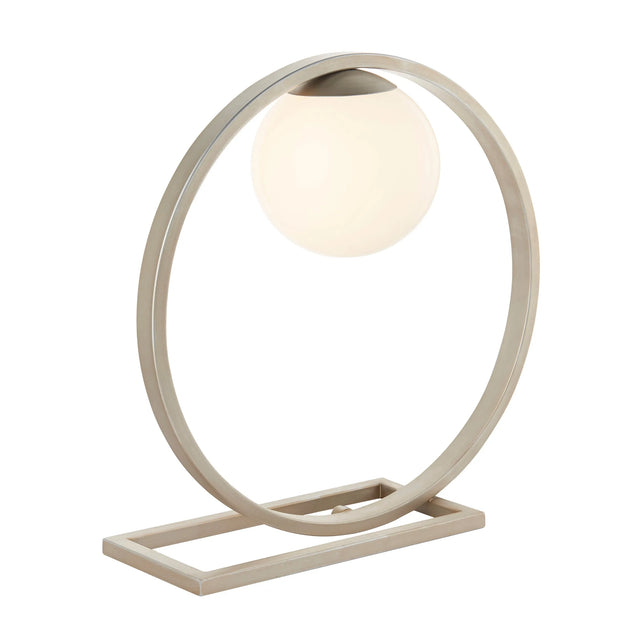 Endon Lighting - 92495 - Endon Lighting 92495 Enzo 1lt Table Indoor light fitting Brushed silver finish & gloss opal glass