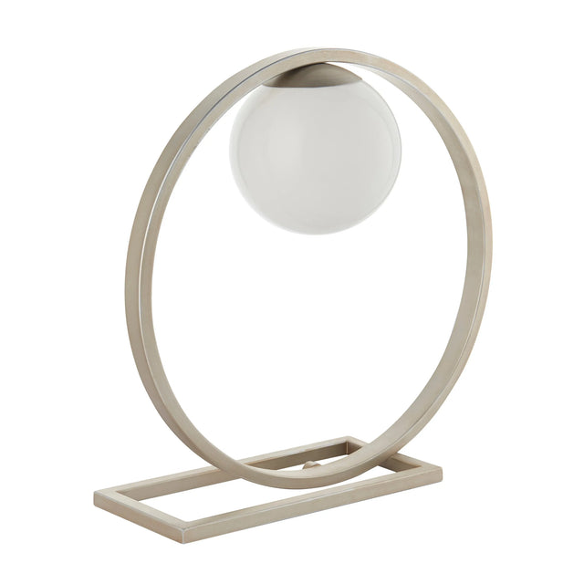 Endon Lighting - 92495 - Endon Lighting 92495 Enzo 1lt Table Indoor light fitting Brushed silver finish & gloss opal glass