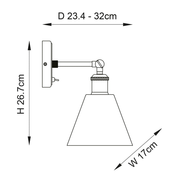 Endon Lighting - 92874 - Endon Lighting 92874 Hal Indoor Wall Light Aged pewter, aged copper plate & clear glass Dimmable