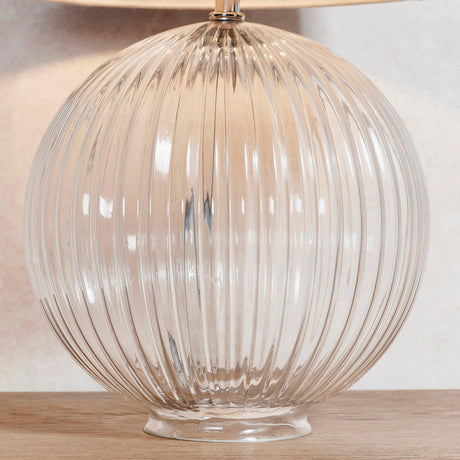 Endon Lighting - 92892 - Endon Lighting 92892 Jemma & Mia Indoor Table Lamps Clear ribbed glass & natural linen Non-dimmable