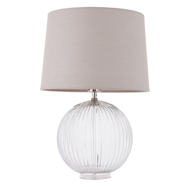 Endon Lighting - 92892 - Endon Lighting 92892 Jemma & Mia Indoor Table Lamps Clear ribbed glass & natural linen Non-dimmable