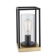 Endon Lighting - 93035 - Endon Lighting 93035 Caleb 1lt Table Indoor light fitting Sand black and satin brass plate with clear glass