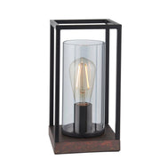 Endon Lighting - 93036 - Endon Lighting 93036 Caleb 1lt Table Indoor light fitting Sand black and bronze patina finish with grey tinted glass