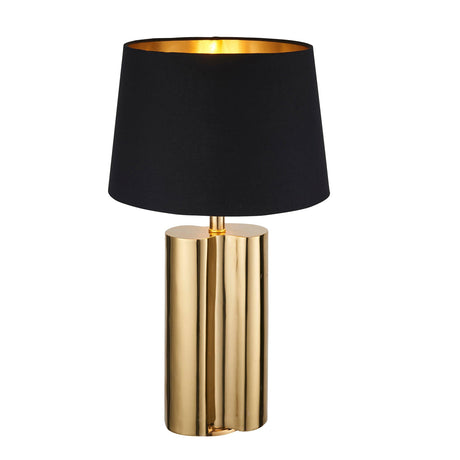 Endon Lighting - 93137 - Endon Lighting 93137 Calan Indoor Table Lamps Gold effect plate & black cotton fabric Non-dimmable