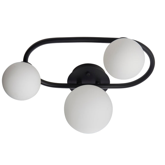 Endon Lighting - 93524 - Endon Lighting 93524 Pulsa Bathroom Semi flush Light Matt black & matt white glass Dimmable