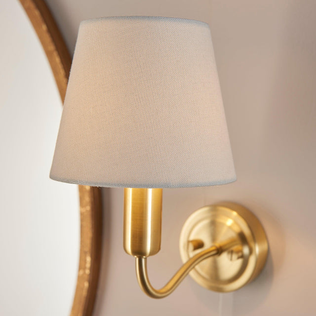 Endon Lighting - 93852 - Endon Lighting 93852 Conway Bathroom Wall Light Satin brass plate & ivory linen mix fabric Non-dimmable