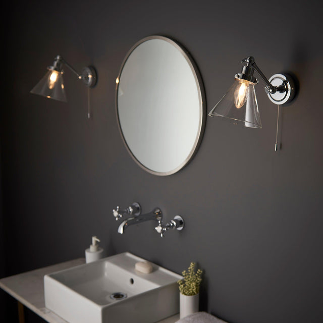 Endon Lighting - 93853 - Endon Lighting 93853 Faraday Bathroom Wall Light Chrome plate & clear glass Non-dimmable