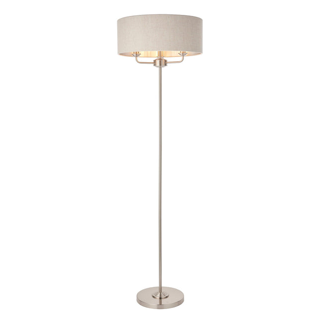 Endon Lighting - 94359 - Endon Lighting 94359 Highclere Indoor Floor Lamps Brushed chrome plate & natural linen Non-dimmable