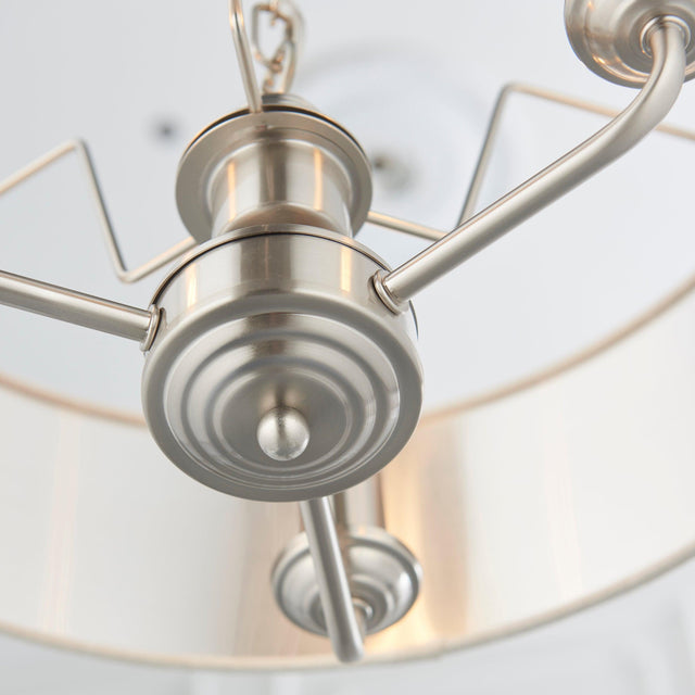 Endon Lighting - 94361 - Endon Lighting 94361 Highclere Indoor Pendant Light Brushed chrome plate & natural linen Dimmable