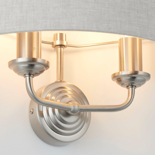 Endon Lighting - 94403 - Endon Lighting 94403 Highclere Indoor Wall Light Brushed chrome plate & natural linen Dimmable