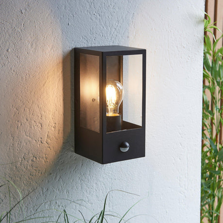 Endon Lighting - 94995 - Endon Lighting 94995 Oxford PIR Outdoor Wall Light Matt black & clear glass Non-dimmable