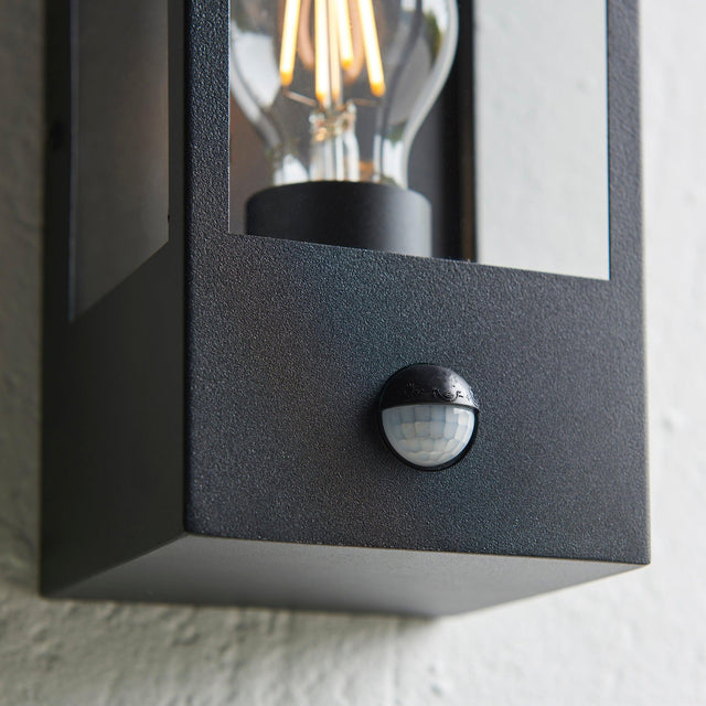 Endon Lighting - 94995 - Endon Lighting 94995 Oxford PIR Outdoor Wall Light Matt black & clear glass Non-dimmable