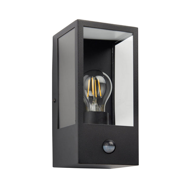 Endon Lighting - 94995 - Endon Lighting 94995 Oxford PIR Outdoor Wall Light Matt black & clear glass Non-dimmable