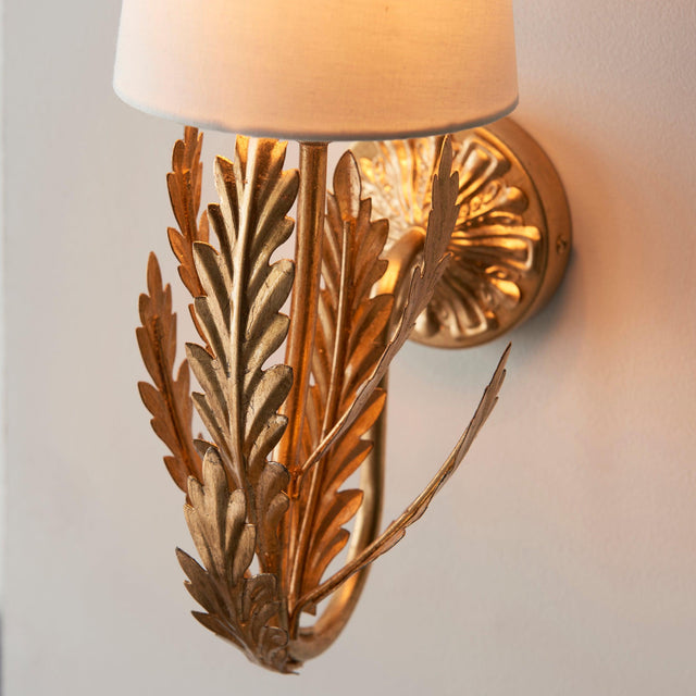 Endon Lighting - 95040 - Endon Lighting 95040 Delphine Indoor Wall Light Gold leaf & ivory cotton fabric Dimmable