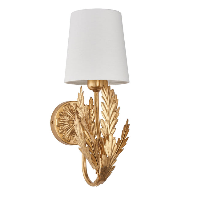 Endon Lighting - 95040 - Endon Lighting 95040 Delphine Indoor Wall Light Gold leaf & ivory cotton fabric Dimmable