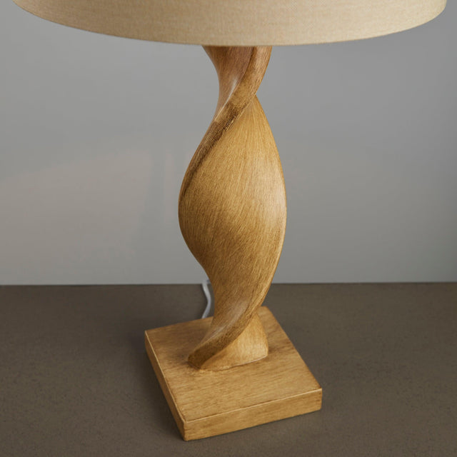 Endon Lighting - 95455 - Endon Lighting 95455 Abia Indoor Table Lamps Oak effect resin & natural linen Non-dimmable