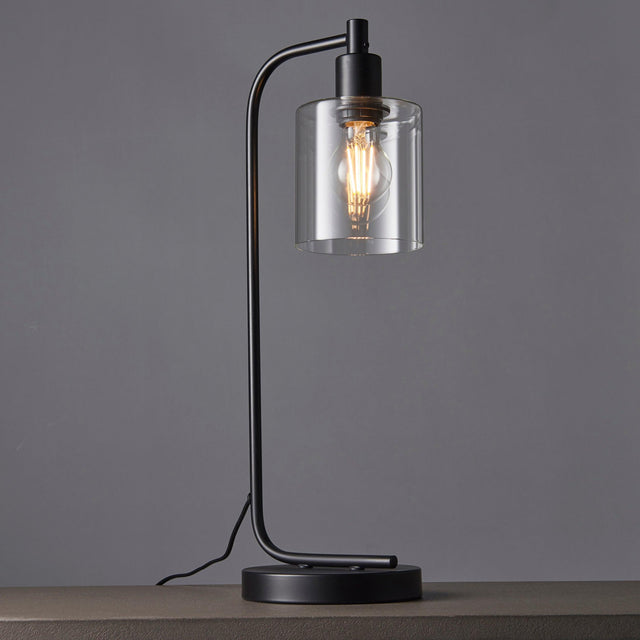 Endon Lighting - 95457 - Endon Lighting 95457 Toledo Indoor Table Lamps Matt black & clear glass Non-dimmable