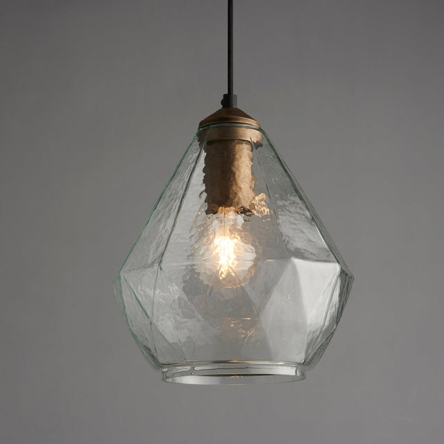 Endon Lighting - 95462 - Endon Lighting 95462 Ebbe Indoor Pendant Light Antique gold paint & clear glass Dimmable