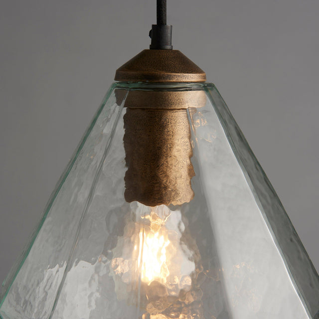 Endon Lighting - 95462 - Endon Lighting 95462 Ebbe Indoor Pendant Light Antique gold paint & clear glass Dimmable