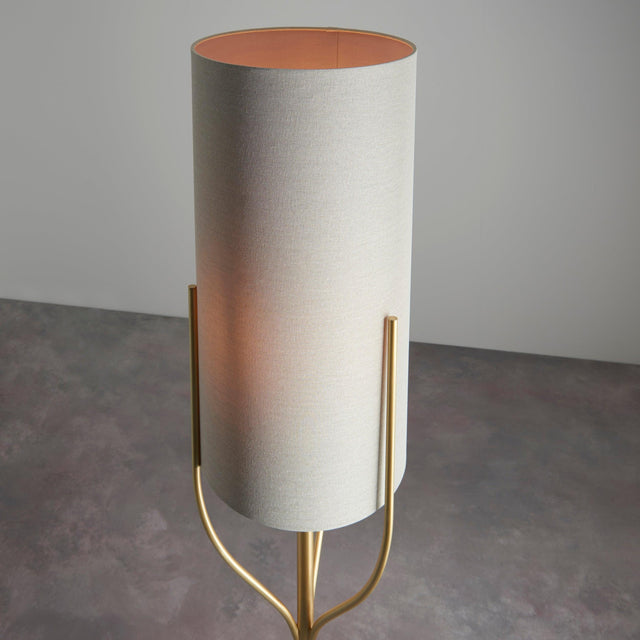 Endon Lighting - 95466 - Endon Lighting 95466 Fraser Indoor Floor Lamps Satin brass plate & natural linen mix fabric Non-dimmable