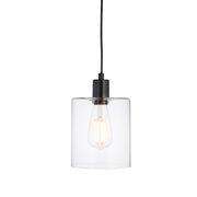 Endon Lighting - 95472 - Endon Lighting 95472 Toledo Indoor Pendant Light Matt black & clear glass Dimmable