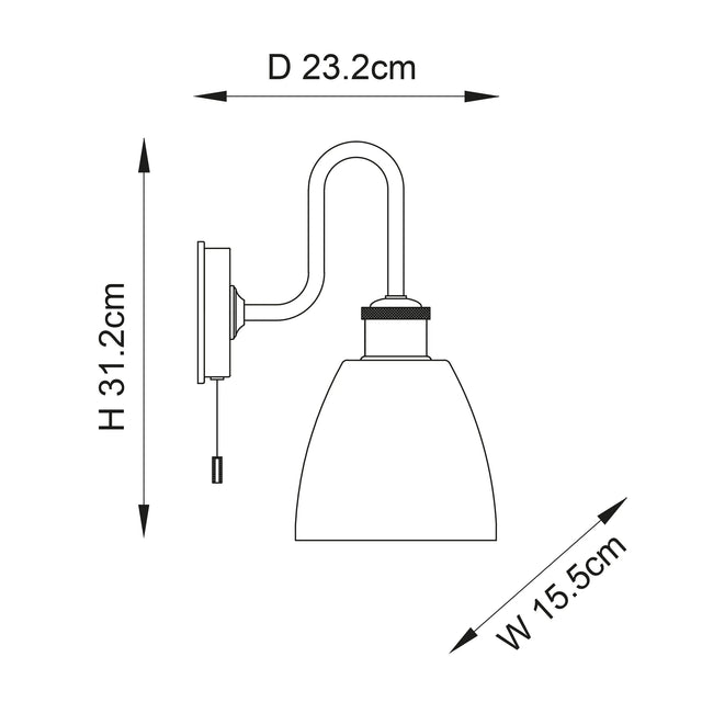 Endon Lighting - 95506 - Endon Lighting 95506 Piper 1lt Wall Bathroom light fitting Chrome plate & gloss opal glass