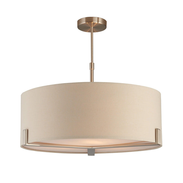 Endon Lighting - 95834 - Endon Lighting 95834 Hayfield Indoor Pendant Light Satin nickel plate & grey fabric Dimmable