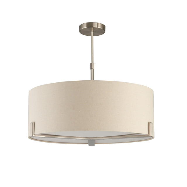 Endon Lighting - 95834 - Endon Lighting 95834 Hayfield Indoor Pendant Light Satin nickel plate & grey fabric Dimmable