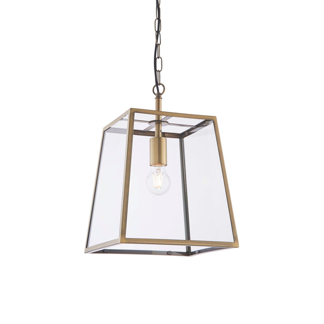 Endon Lighting - 95835 - Endon Lighting 95835 Hurst Indoor Pendant Light Matt antique brass plate & clear glass Dimmable