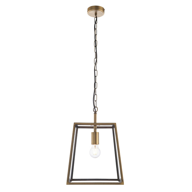 Endon Lighting - 95835 - Endon Lighting 95835 Hurst Indoor Pendant Light Matt antique brass plate & clear glass Dimmable