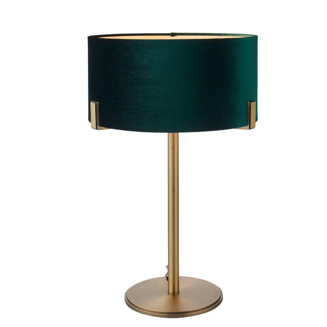 Endon Lighting - 95837 - Endon Lighting 95837 Hayfield Indoor Table Lamps Matt antique brass plate & green velvet Non-dimmable