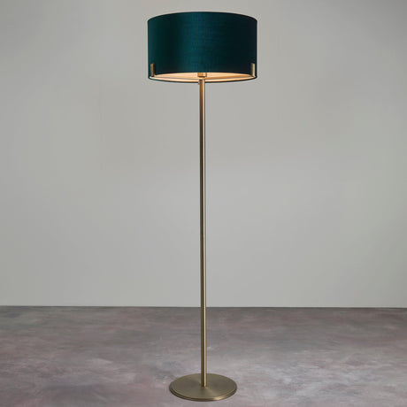 Endon Lighting - 95838 - Endon Lighting 95838 Hayfield Indoor Floor Lamps Matt antique brass plate & green velvet Non-dimmable