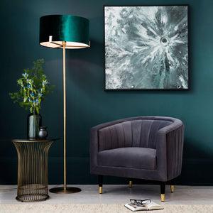 Endon Lighting - 95838 - Endon Lighting 95838 Hayfield Indoor Floor Lamps Matt antique brass plate & green velvet Non-dimmable