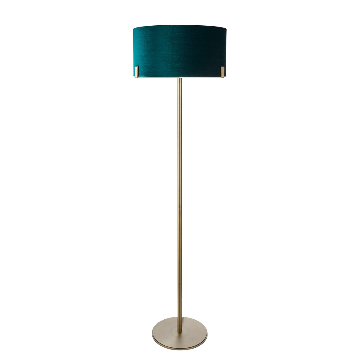 Endon Lighting - 95838 - Endon Lighting 95838 Hayfield Indoor Floor Lamps Matt antique brass plate & green velvet Non-dimmable