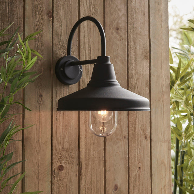 Endon Lighting - 95899 - Endon Lighting 95899 Farmhouse Outdoor Wall Light Textured black & clear glass Dimmable