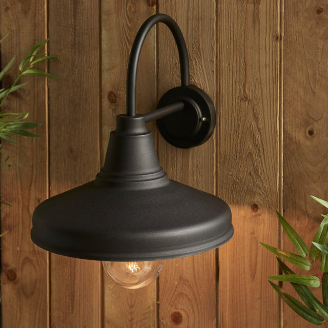 Endon Lighting - 95899 - Endon Lighting 95899 Farmhouse Outdoor Wall Light Textured black & clear glass Dimmable