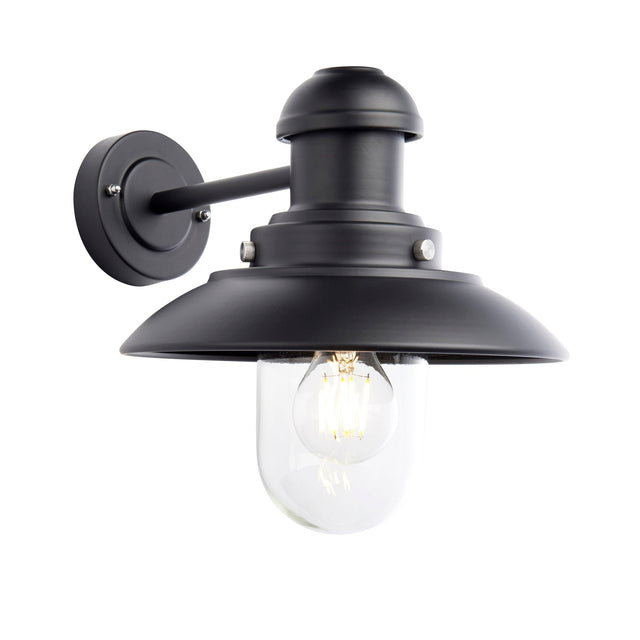 Endon Lighting - 95982 - Endon Lighting 95982 Hereford Outdoor Wall Light Matt black & clear glass Dimmable