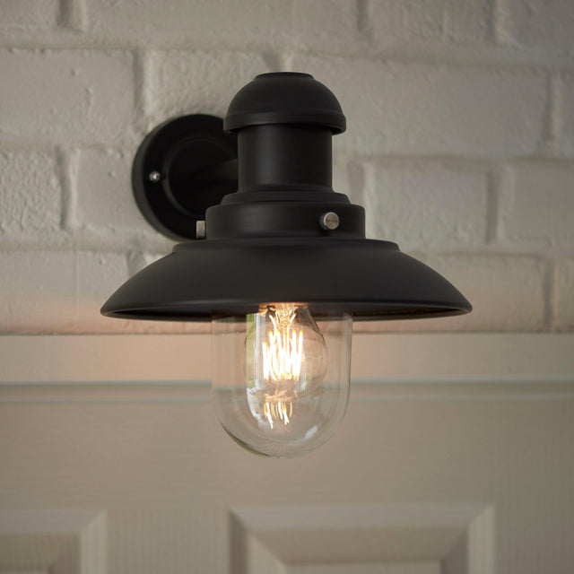 Endon Lighting - 95982 - Endon Lighting 95982 Hereford Outdoor Wall Light Matt black & clear glass Dimmable