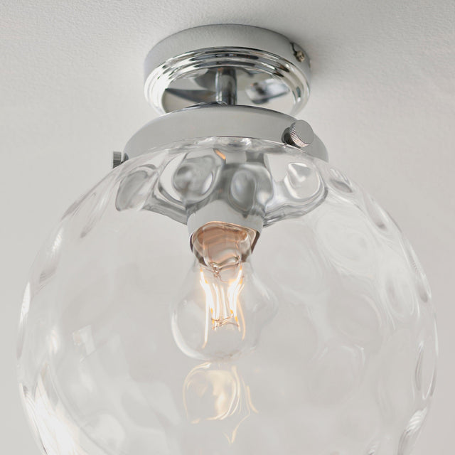 Endon Lighting - 95994 - Endon Lighting 95994 Elston Bathroom Flush Light Chrome plate & clear dimpled glass Dimmable