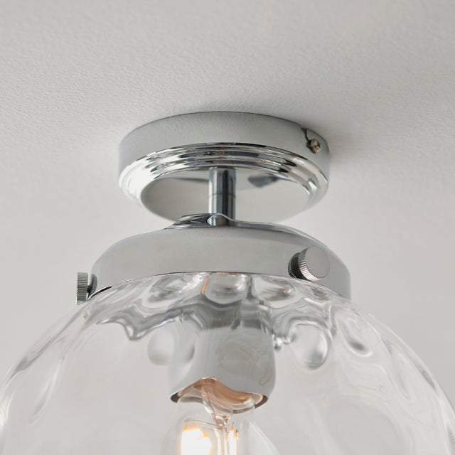 Endon Lighting - 95994 - Endon Lighting 95994 Elston Bathroom Flush Light Chrome plate & clear dimpled glass Dimmable