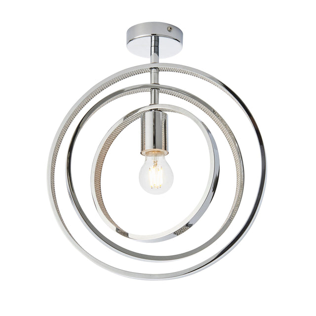 Endon Lighting - 96000 - Endon Lighting 96000 Merola Bathroom Semi flush Light Chrome plate & clear faceted acrylic Dimmable