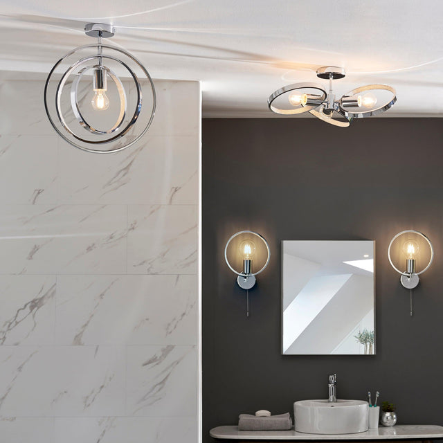 Endon Lighting - 96000 - Endon Lighting 96000 Merola Bathroom Semi flush Light Chrome plate & clear faceted acrylic Dimmable