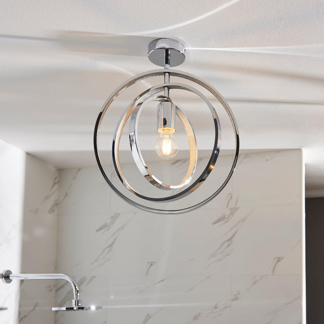 Endon Lighting - 96000 - Endon Lighting 96000 Merola Bathroom Semi flush Light Chrome plate & clear faceted acrylic Dimmable