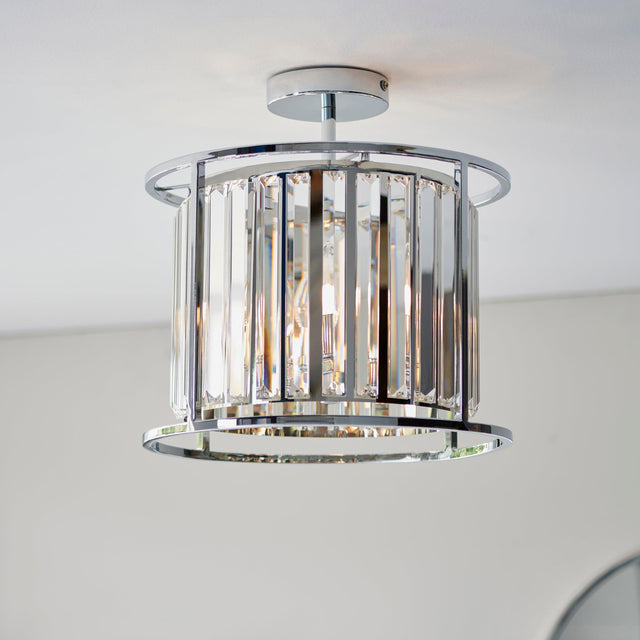 Endon Lighting - 96022 - Endon Lighting 96022 Hamilton Bathroom Semi flush Light Chrome plate & clear crystal glass Dimmable